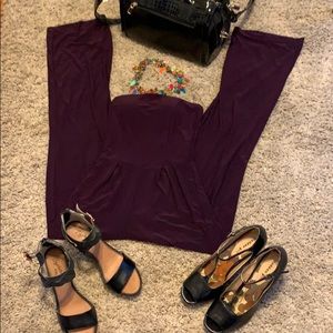 Purple spandex jumper with wide legs